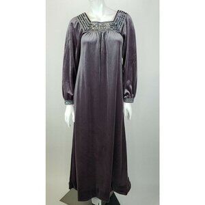 Vintage Tom Bezduda Barad Co.Velvet Loungewear Caftan Dress Dark Grey Sequins